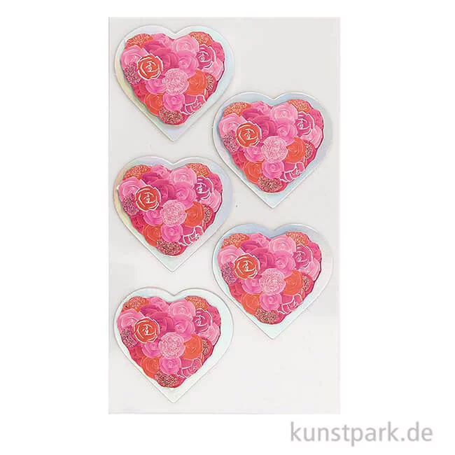 Artikelbild 1 des Artikels “3D Sticker - Herzen Rosen, Rot “