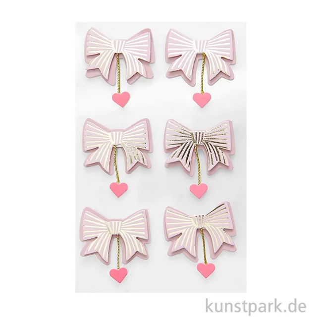 Artikelbild 1 des Artikels “3D Sticker - Schleifen mit Herzen, Mauve, 6 Aufkleber “