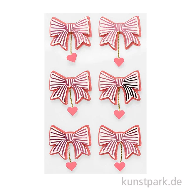 Artikelbild 1 des Artikels “3D Sticker - Schleifen mit Herzen, Peach, 6 Aufkleber “