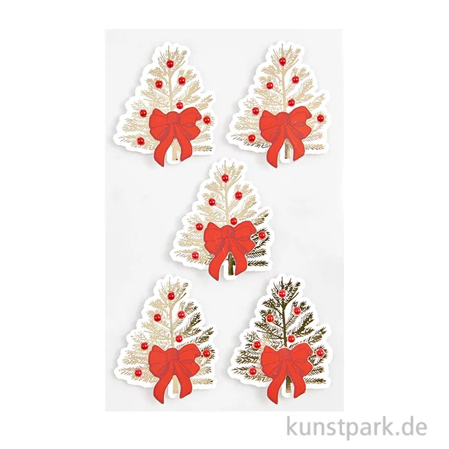 Artikelbild 1 des Artikels “3D Sticker - Tannenbäume mit Schleifen, 5 Aufkleber “