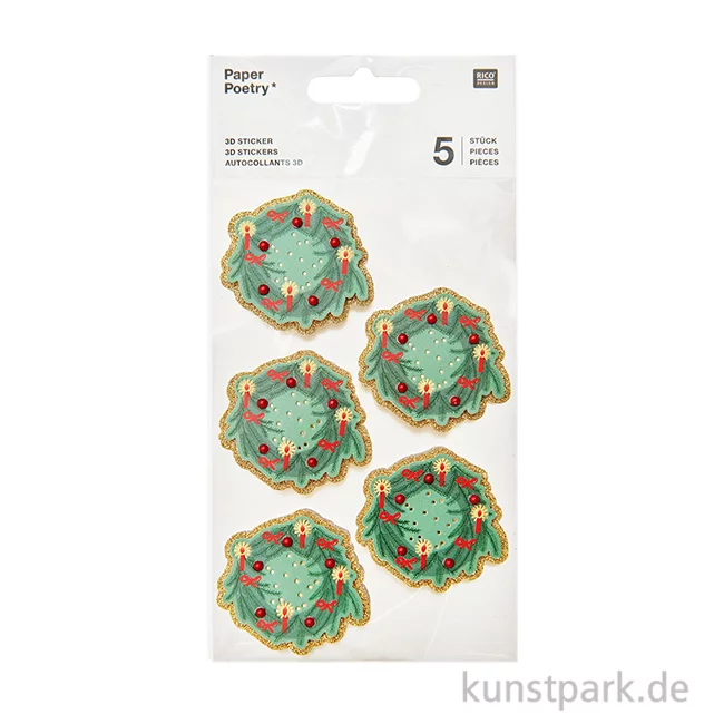 Artikelbild 1 des Artikels “3D Sticker - Weihnachtskränze, 5 Aufkleber “
