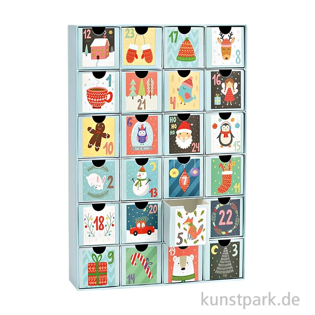 Artikelbild 1 des Artikels “Adventskalender aus Pappe mit 24 Boxen, Blau, 26 x 39 x 6 cm “