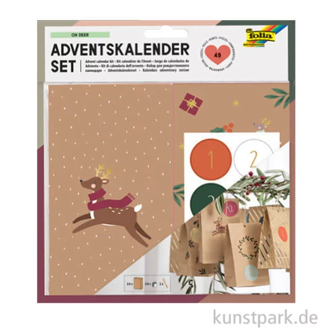 Artikelbild 1 des Artikels “Adventskalender Bastelset - Oh Deer, 24 Designpapier Beutel + Sticker “