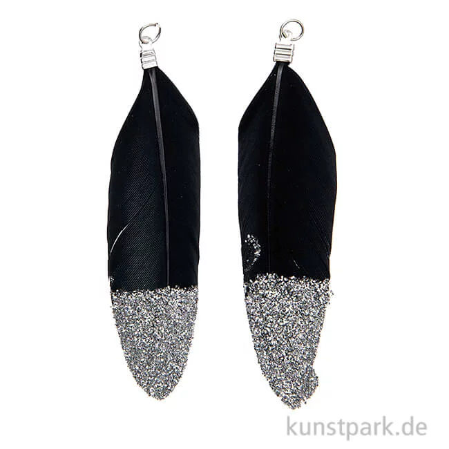 Artikelbild 1 des Artikels “Anhänger Federn - Schwarz-Silber, 2er Set “
