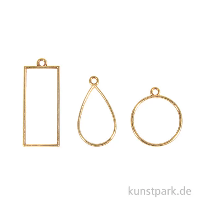 Artikelbild 1 des Artikels “Anhänger Metall Fassung - Rechteck, Tropfen & Rund, Gold “