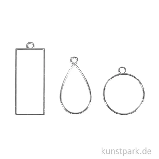 Artikelbild 1 des Artikels “Anhänger Metall Fassung - Rechteck, Tropfen & Rund, Silber “