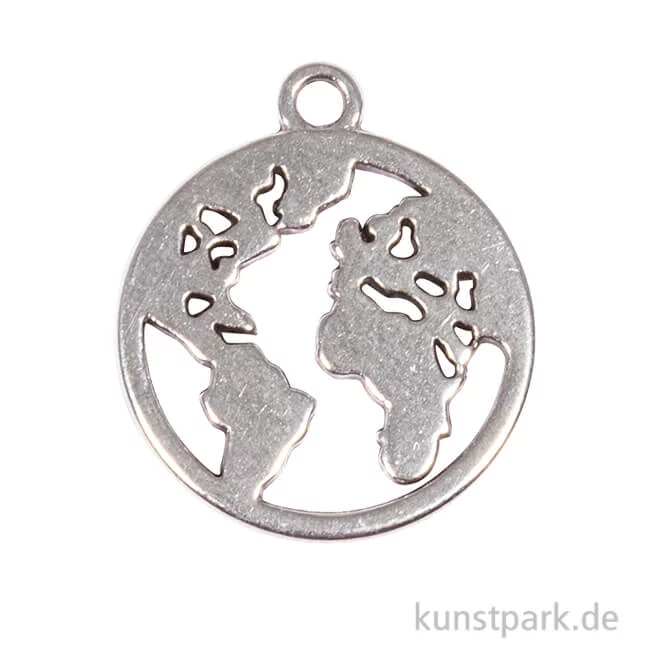 Artikelbild 1 des Artikels “Anhänger Metall - silberne Weltkarte, 2 Stück “
