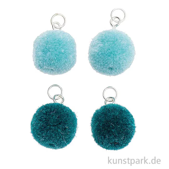 Artikelbild 1 des Artikels “Anhänger Mini Pompons - Türkis, 4er Set “