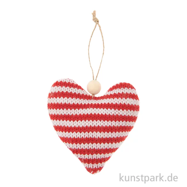 Artikelbild 1 des Artikels “Anhänger Strickherz, Rot Weiß, 9,5 x 4 x 9 cm “
