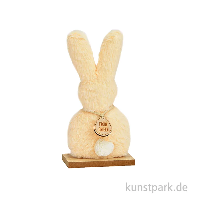 Artikelbild 1 des Artikels “Aufsteller Hase aus Plüsch auf Holzsockel, Peach, 10 x 19 x 5 cm “