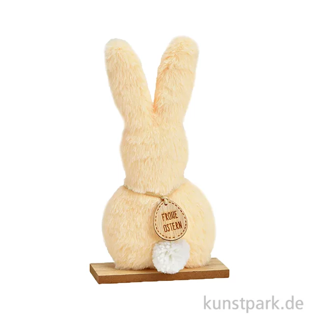 Artikelbild 1 des Artikels “Aufsteller Hase aus Plüsch auf Holzsockel, Peach, 14 x 25 x 5 cm “