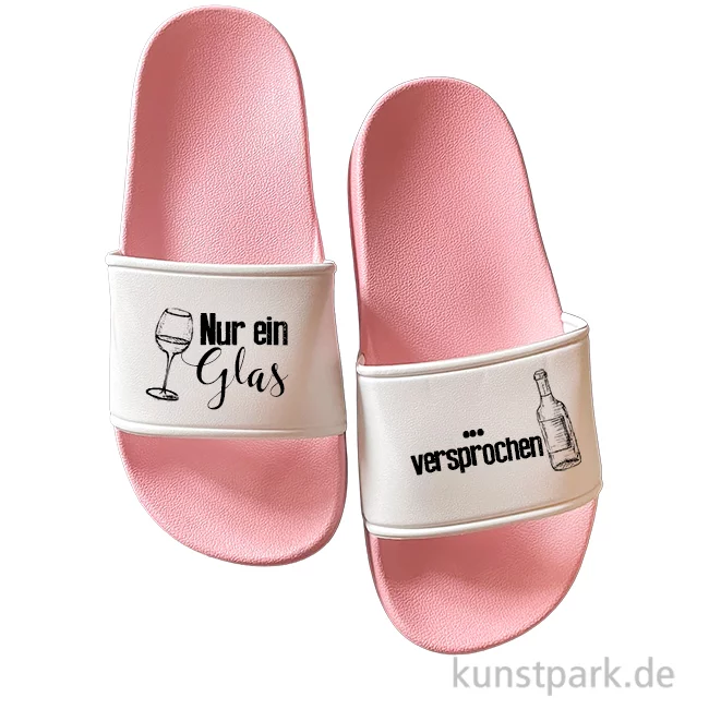 Artikelbild 1 des Artikels “Badelatschen, Rosa-Weiß, Bedruckt, Design, Nur ein Glas “