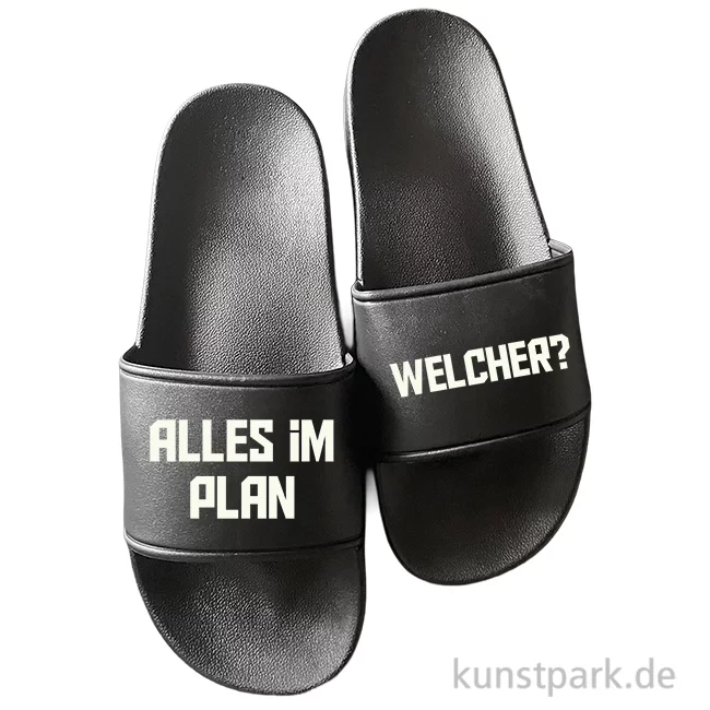 Artikelbild 1 des Artikels “Badelatschen, Schwarz, Bedruckt, Design, Alles im Plan “