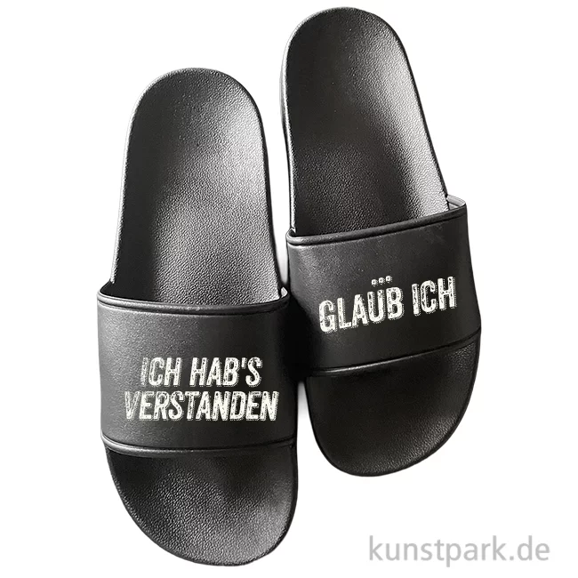 Artikelbild 1 des Artikels “Badelatschen, Schwarz, Bedruckt, Design, Ich hab's verstanden “