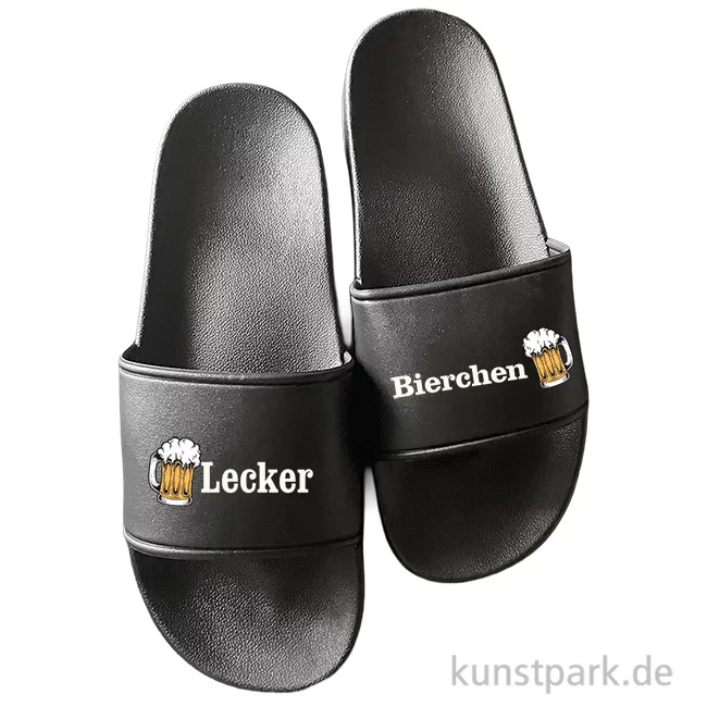 Artikelbild 1 des Artikels “Badelatschen, Schwarz, Bedruckt, Design, Lecker Bierchen “