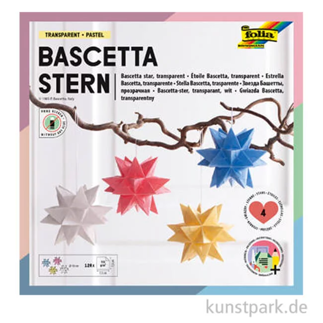 Artikelbild 1 des Artikels “Bascetta Bastelset für 4 Mini Sterne, Pastell, Transparent, 115g/m² “