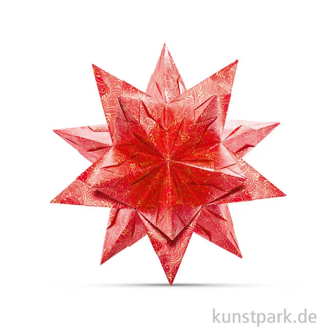 Artikelbild 1 des Artikels “Bascetta-Stern Bastelset - Rot-Winterornament Gold, 90g 15 x 15 cm“