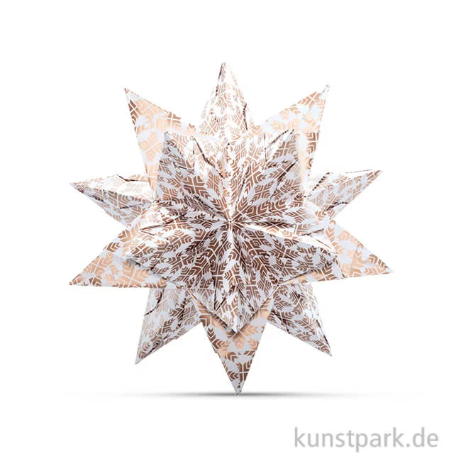 Artikelbild 1 des Artikels “Bascetta-Stern Bastelset - Weiß-Sterngrafik Kupfer, 90g 15 x 15 cm“