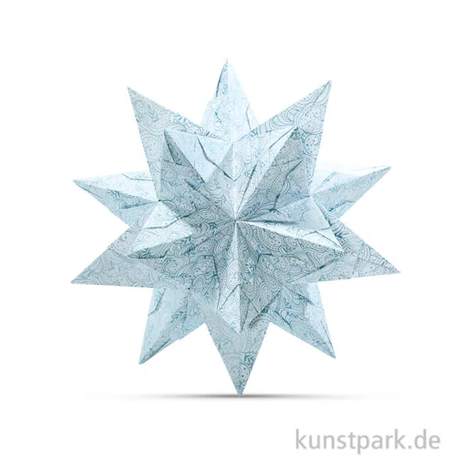 Artikelbild 1 des Artikels “Bascetta-Stern Bastelset - Weiß-Winterornament Eisblau, 90g 15 x 15 cm“