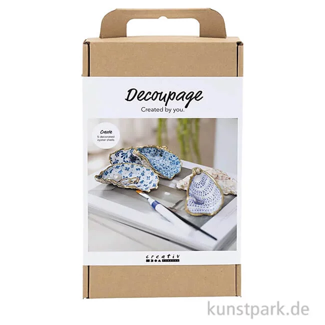 Artikelbild 1 des Artikels “Bastelset Decoupage, Austernschalen, Blau Weiß Gold “