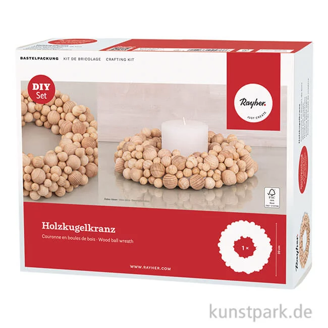 Artikelbild 1 des Artikels “Bastelset Holzkugelkranz, 330 Kugeln + Styroporring, 20 cm Durchmesser “
