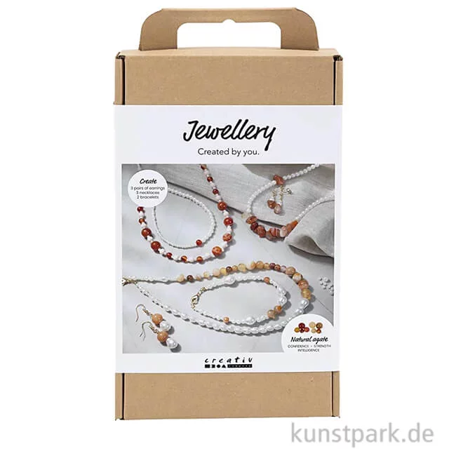 Artikelbild 1 des Artikels “Bastelset Schmuck, Achat Perlenschmuck, Beige, Orange, Perlmuttweiß “