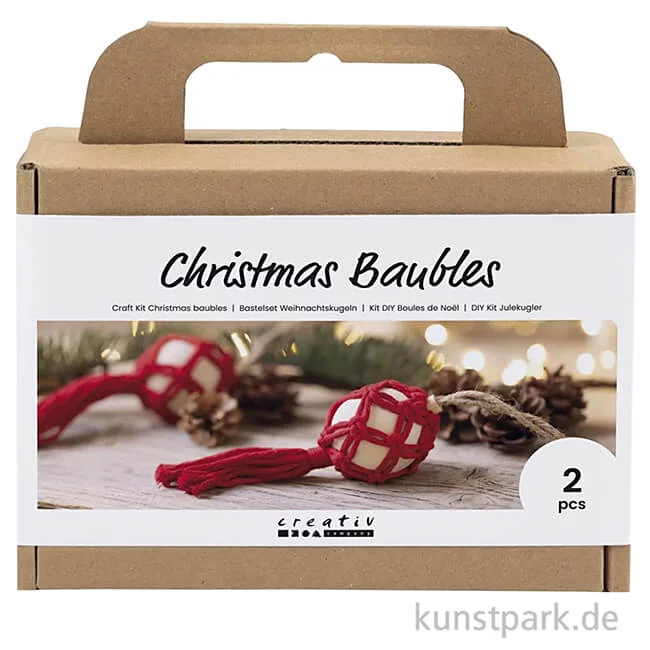 Artikelbild 1 des Artikels “Bastelset Weihnachtskugeln Makramee, Rot “