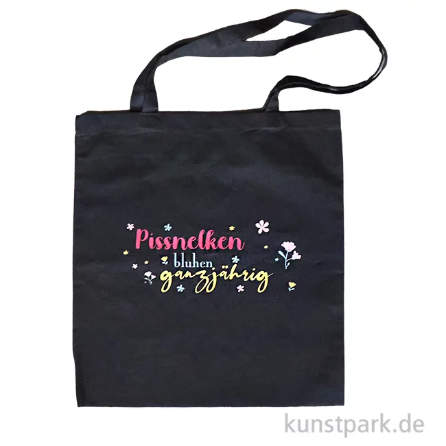 Artikelbild 1 des Artikels “Baumwolltasche, Schwarz, Bedruckt, Design, Pissnelken “