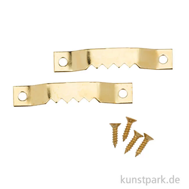 Artikelbild 1 des Artikels “Zackenaufhänger, 2 Stück mit 4 Schrauben, 40mm, Gold “