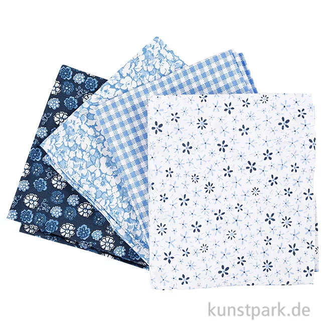 Artikelbild 1 des Artikels “Blauer Patchwork-Stoff im Set, Größe 45x55 cm, 4 Stück “
