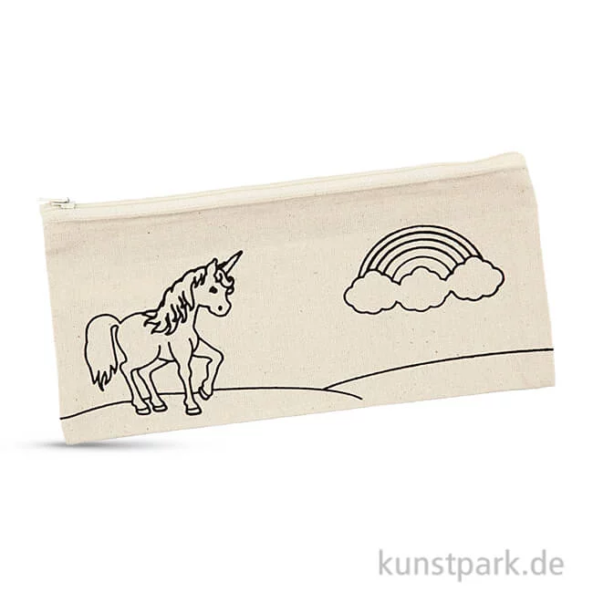 Artikelbild 1 des Artikels “Bleistift-Mäppchen aus Baumwolle mit Einhornmotiv, Größe 21x9 cm “