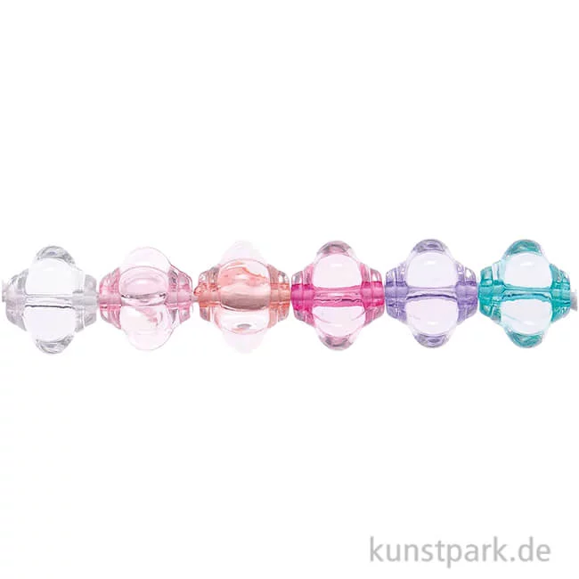 Artikelbild 1 des Artikels “Blumen Perlen, Rosa Blau Mix, 9x9x9 mm, 24 Stück “