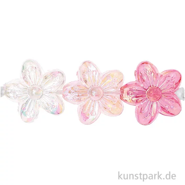 Artikelbild 1 des Artikels “Blumen Perlen, Rosa Mix, Holographisch, 15 x 15 x 7 mm, 12 Stück “