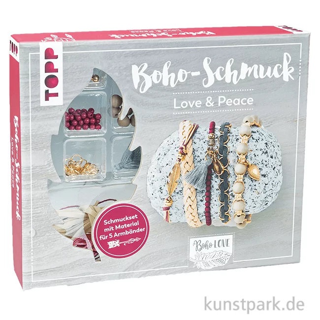 Artikelbild 1 des Artikels “Boho-Schmuckset Love & Peace mit Material für 5 Armbänder, Topp Verlag “