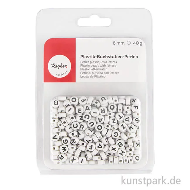 Artikelbild 1 des Artikels “Buchstaben-Perlen aus Kunststoff, Weiß, 6 mm, 40 g “