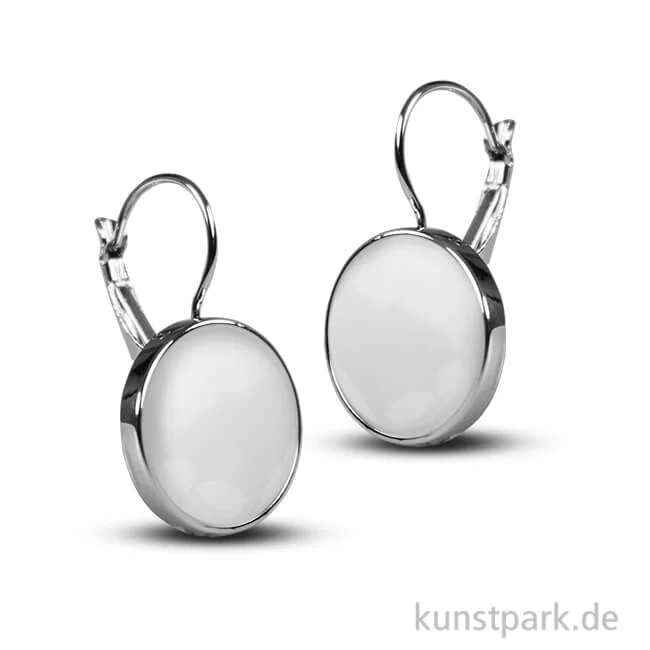 Artikelbild 1 des Artikels “Cabochon Ohrring Rund 2 Stück - dm 18mm - Silber “