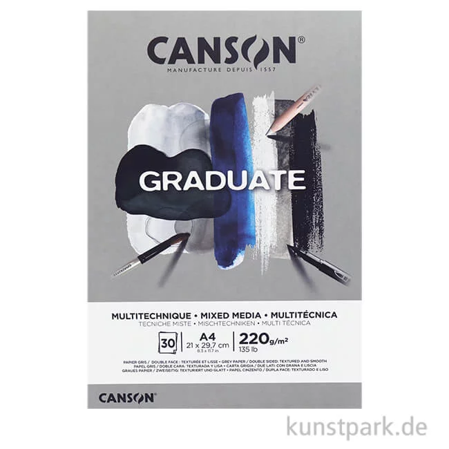 Artikelbild 1 des Artikels “Canson GRADUATE Mixed Media Papier - Grau, DIN A4, 30 Blatt, 220 g “