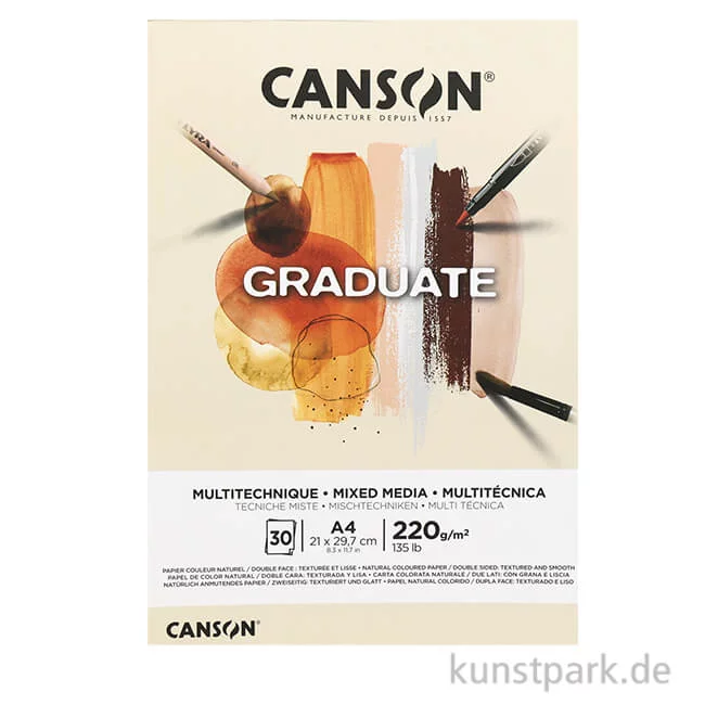 Artikelbild 1 des Artikels “Canson GRADUATE Mixed Media Papier - Natur, DIN A4, 30 Blatt, 220 g “