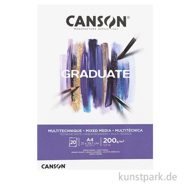 Artikelbild 1 des Artikels “Canson GRADUATE Mixed Media Papier - Weiß, DIN A4, 20 Blatt, 200 g “