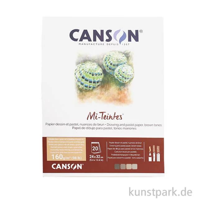Artikelbild 1 des Artikels “Canson MI-TEINTES Pastellblock - Brauntöne, 20 Blatt, 160 g/m² 24 x 32 cm“