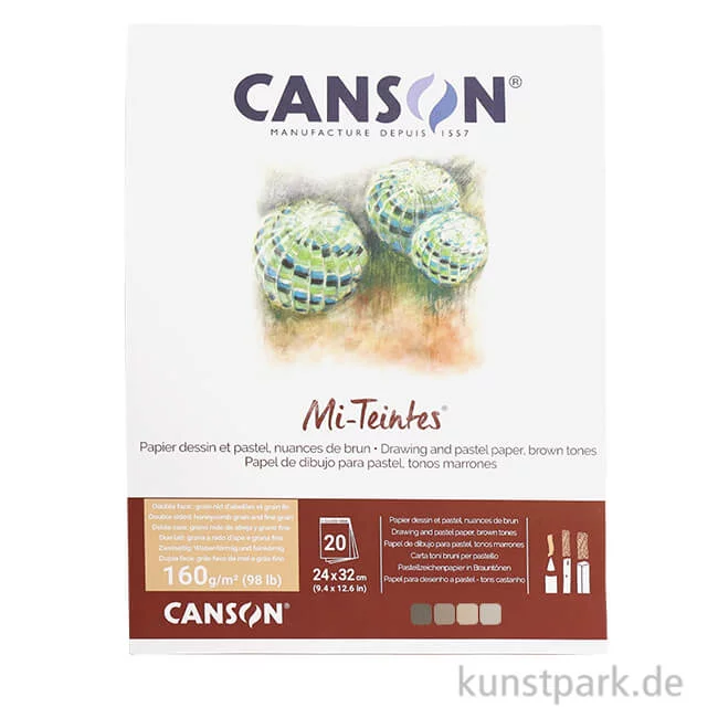 Artikelbild 1 des Artikels “Canson MI-TEINTES Pastellblock - Brauntöne, 20 Blatt, 160 g/m² “