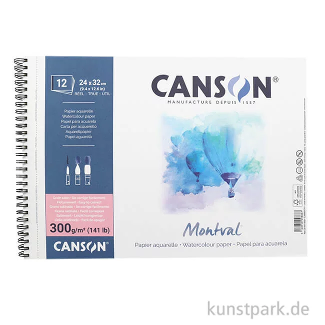 Artikelbild 1 des Artikels “Canson MONTVAL Aquarellblock, 24 x 32 cm, 12 Blatt, 300 g, Satiniert “