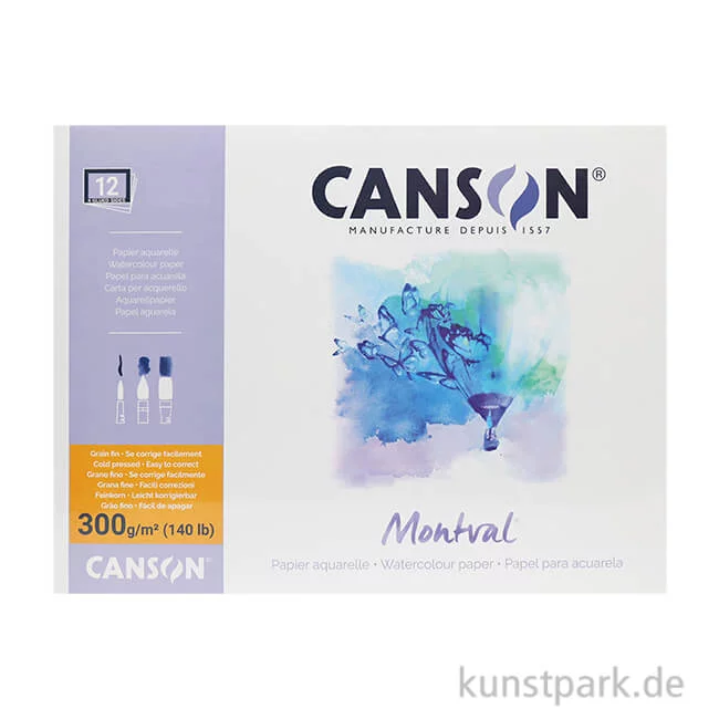 Artikelbild 1 des Artikels “Canson MONTVAL Aquarellblock, 300g, 12 Blatt, fein 30 x 40 cm“
