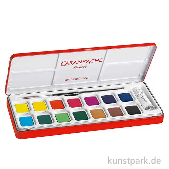 Artikelbild 1 des Artikels “Caran d'Ache Gouache Studio Metalletui mit 14 Farben + Deckweiß “