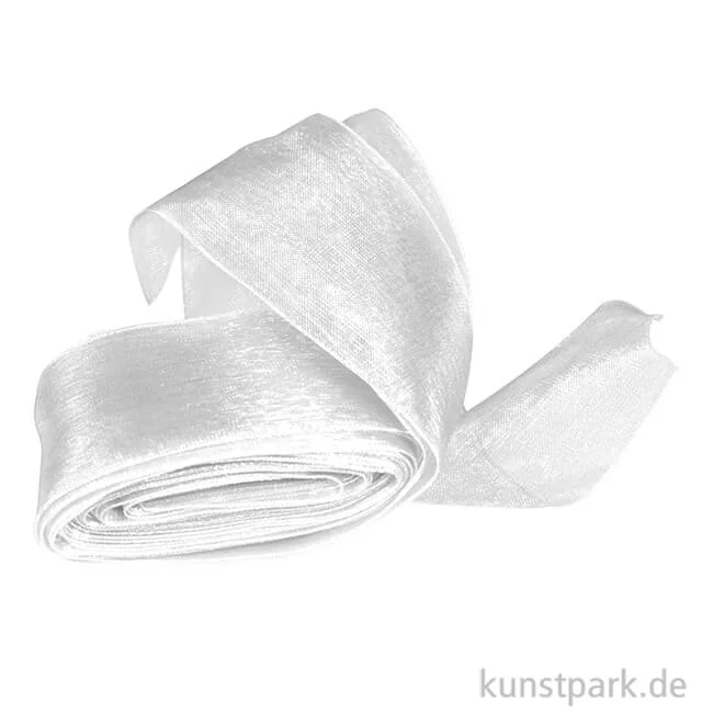 Artikelbild 1 des Artikels “Chiffonband 40 mm Breite, 5 m Länge Einzelfarbe | Weiß“