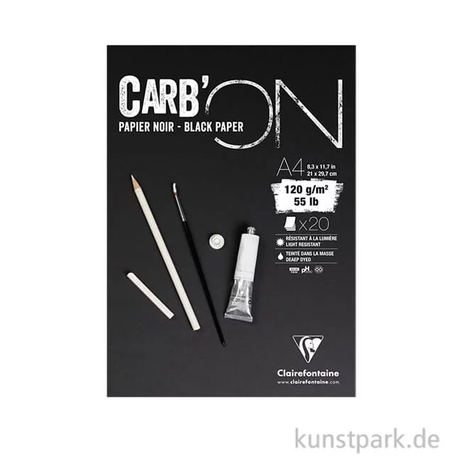 Artikelbild 1 des Artikels “Clairefontaine Carb'ON Zeichenblock - Schwarz, 120 g, 20 Blatt DIN A4“
