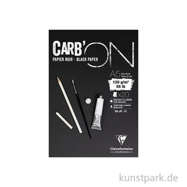Artikelbild 1 des Artikels “Clairefontaine Carb'ON Zeichenblock - Schwarz, 120 g, 20 Blatt DIN A5“