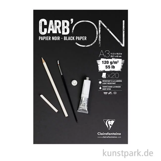 Artikelbild 1 des Artikels “Clairefontaine Carb'ON Zeichenblock - Schwarz, 120 g, 20 Blatt “