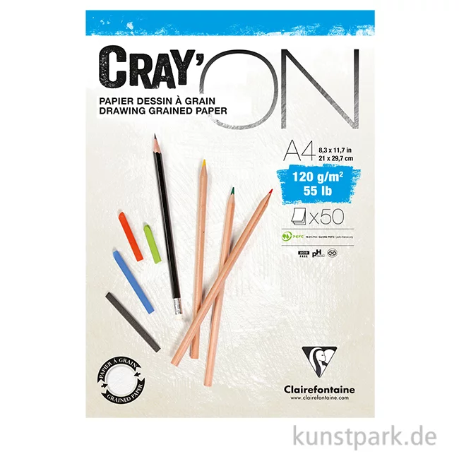 Artikelbild 1 des Artikels “Clairefontaine CRAY’ON Papier, DIN A4, Weiß, 120 g/m², 50 Blatt “