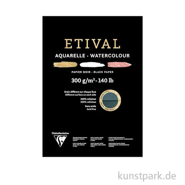 Artikelbild 1 des Artikels “Clairefontaine ETIVAL Aquarellblock - Schwarz, 300 g, 15 Blatt DIN A5“